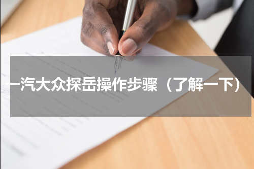 一汽大众探岳操作步骤（了解一下）