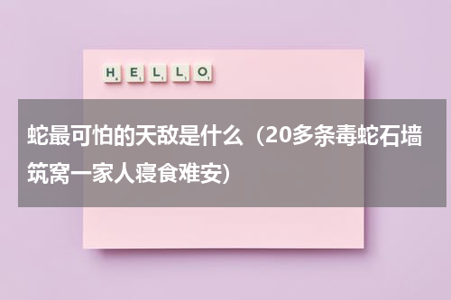蛇最可怕的天敌是什么（20多条毒蛇石墙筑窝一家人寝食难安）