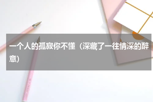 一个人的孤寂你不懂（深藏了一往情深的醉意）