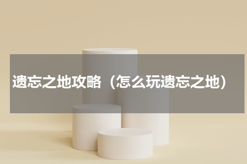 遗忘之地攻略（怎么玩遗忘之地）