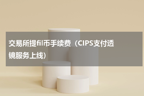 交易所提fil币手续费（CIPS支付透镜服务上线）