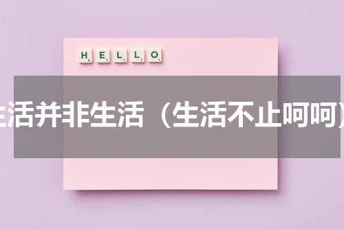 生活并非生活（生活不止呵呵）