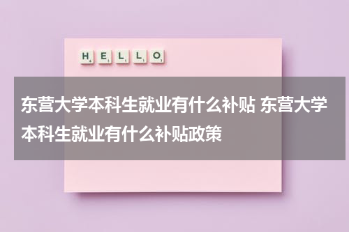 东营大学本科生就业有什么补贴 东营大学本科生就业有什么补贴政策